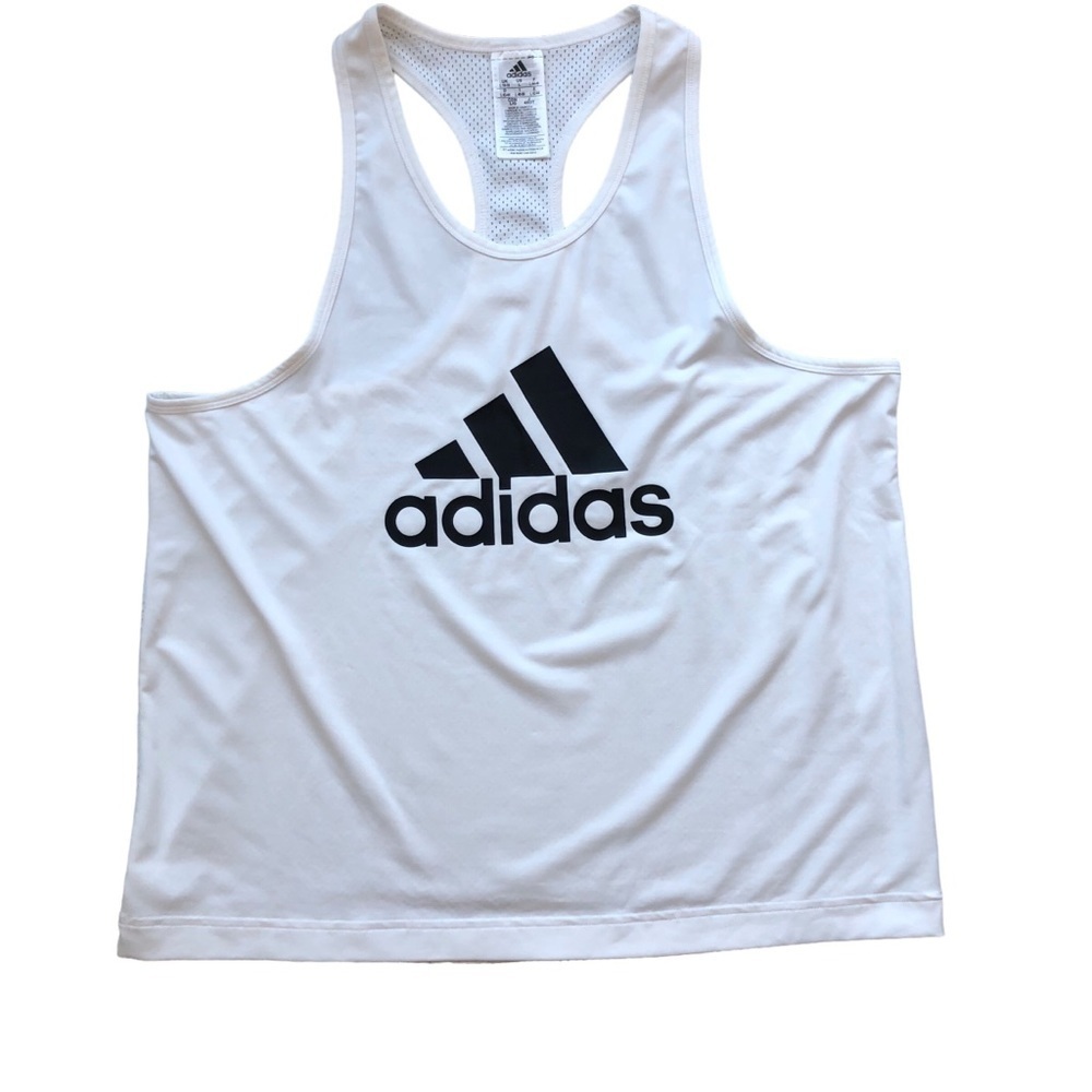 Adidas Racerback Tank Mesh Back White Large - Picture 2 of 7